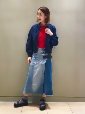 「スポサン」｜「アイテム（ブルゾン）」を使った、ミヤビさん（レディース・165cm）の春コーディネート
