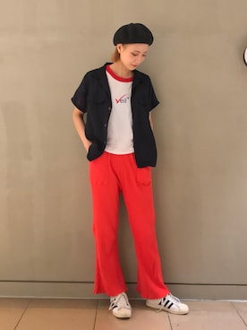 「アイテム（ハンチング/ベレー帽）」を使った、ミヤビさん（レディース・165cm・20代）の夏コーディネート