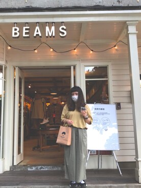 「BEAMS（ビームス）のアイテム（クラッチバッグ）」を使った、Riiさん（レディース・147cm）の夏コーディネート