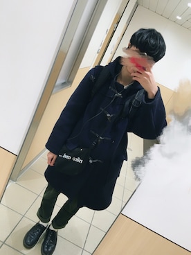「大学生」｜「アイテム（ダッフルコート）」を使った、sho-takuさん（メンズ・173cm）の冬コーディネート
