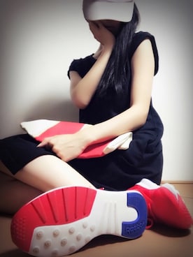「白キャップ」｜「アイテム（ワンピース/ドレス）」を使った、♡スニ女♡さん（レディース・153cm）の夏コーディネート