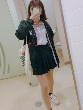 「韓国」｜「アイテム（ナイロンジャケット）」を使った、はるててさん（レディース・164cm）の春コーディネート