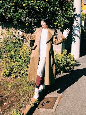 「UNUSED」｜「アイテム（トレンチコート）」を使った、SACHIKO ONUKIさん（レディース・164cm）の秋コーディネート