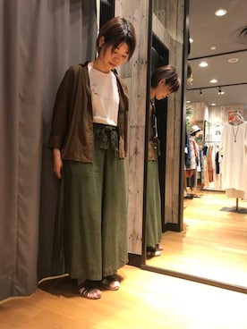 「grn（ジーアールエヌ）のアイテム」を使った、しんめいさん（レディース・158cm）の夏コーディネート