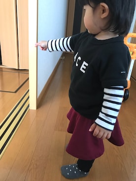 「アイテム（スカート）」を使った、まえかわさん（キッズ・80cm）の春コーディネート