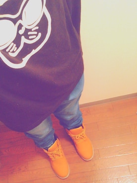 「古着のアイテム（トップス、ブラック系）」を使った、ruさん（メンズ・164cm）の春コーディネート