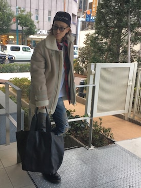 「Yohji Yamamoto（ヨウジヤマモト）のアイテム（帽子）」を使った、NAOさん（メンズ・177cm）の冬コーディネート