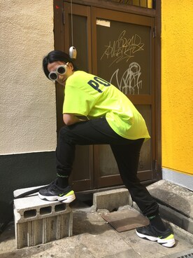 「KaneZ（ケインズ）のアイテム（Tシャツ/カットソー）」を使った、NAOさん（メンズ・177cm）の夏コーディネート