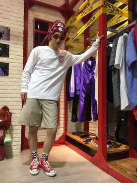 「INARI（イナリ）のアイテム」を使った、NAOさん（メンズ・177cm）の夏コーディネート