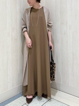 「RIVE DROITE（リヴドロワ）のアイテム（シャツワンピース）」を使った、TOMOさん（レディース・152cm）の秋コーディネート