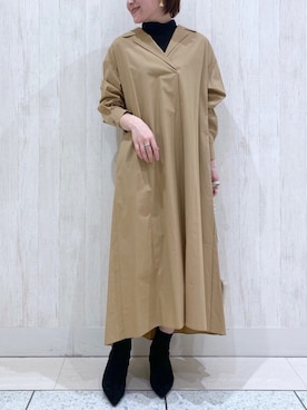 「RIVE DROITE（リヴドロワ）のニュアンスモチーフイヤリング（イヤリング）」を使った、TOMOさん（レディース・152cm）の冬コーディネート