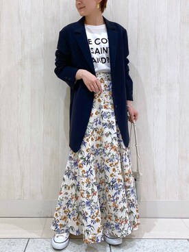 「RIVE DROITE（リヴドロワ）のニュアンスモチーフイヤリング（イヤリング）」を使った、TOMOさん（レディース・152cm）の冬コーディネート