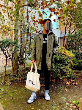 「green label relaxing（グリーンレーベルリラクシング）のアイテム（モッズコート）」を使った、yanayuuさん（メンズ・168cm）の冬コーディネート