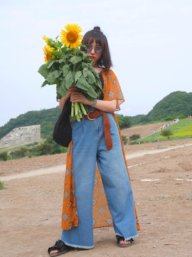 「ひまわり畑」｜「アイテム（ジャケット/アウター）」を使った、あさん（レディース・161cm）の夏コーディネート