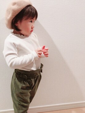 「90cm」｜「アイテム（ハンチング/ベレー帽）」を使った、yunaさん（キッズ・80cm）の秋コーディネート