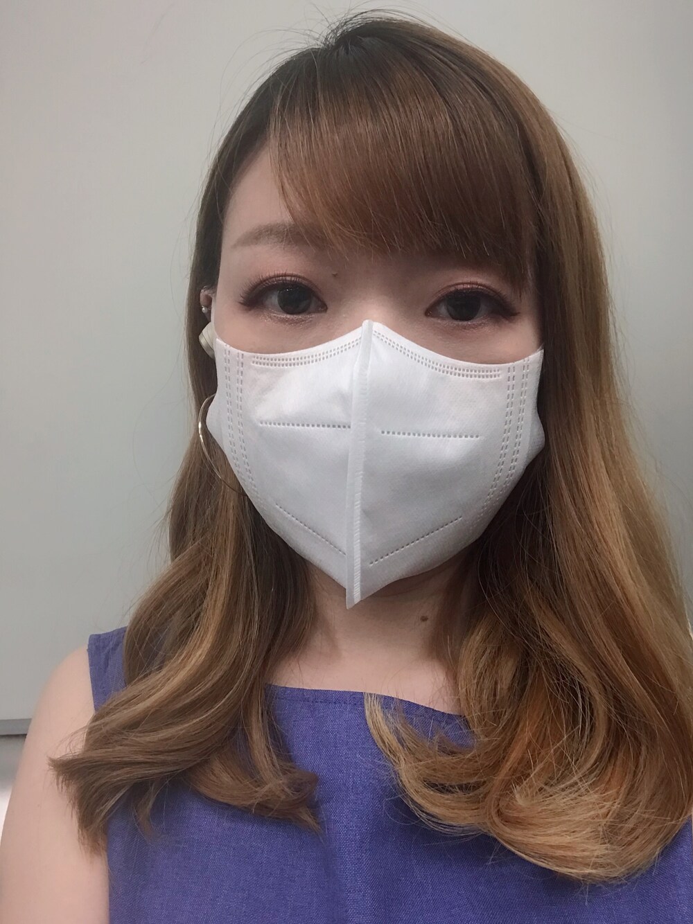 「MASK」｜「GUのアイテム（ワンピース/ドレス、ブルー系）」を使った、Rubyさん（レディース・155cm）の夏コーディネートの1枚目の写真