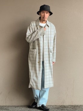 「FACTOTUM（ファクトタム）のアイテム（ステンカラーコート）」を使った、take_k0hさん（メンズ・178cm）の春コーディネート