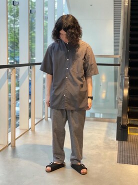 「Steven Alan（スティーブンアラン）の＜Steven Alan＞  HI-DENS CREW NECK SHORT SLEEVE TEE-BOLD/Tシャツ（Tシャツ/カットソー、グレー系）」を使った、田中　利樹さん（メンズ・170cm）の夏コーディネート