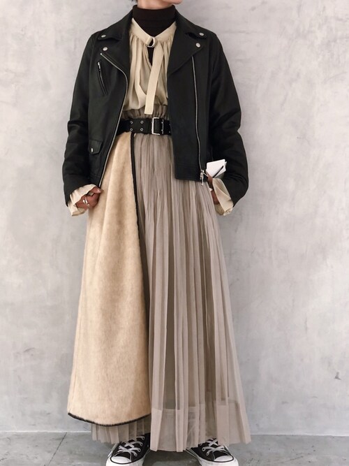 PUBLIC TOKYO ���É��XIkue����̃X�J�[�g�u�t�@�[���C���[�h���b�v�X�J�[�g�iPUBLIC TOKYO�b�p�u���b�N�g�E�L���E�j�v���g�����R�[�f�B�l�[�g