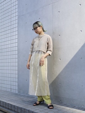 「コーディネート」｜「アイテム（チュニック）」を使った、Ikueさん（レディース・151cm）の春コーディネート