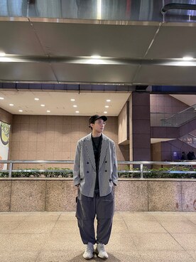 「Gramicci（グラミチ）のアイテム（帽子）」を使った、Calvさん（メンズ・176cm）の春コーディネート