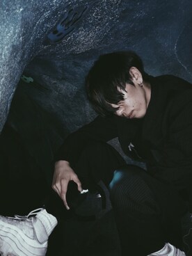 「YSL（ワイエスエル）のアイテム（セットアップ）」を使った、Haruhiroさん（メンズ・170cm）の冬コーディネート