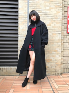 「バレンタインデートスタイル」｜「アイテム（ジャケット/アウター）」を使った、高円寺さん（レディース・160cm）の冬コーディネート