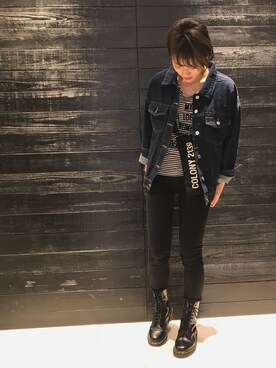 「COLONY 2139（コロニートゥーワンスリーナイン）のアイテム（デニムジャケット）」を使った、𝕊𝔸さん（レディース・157cm）の春コーディネート
