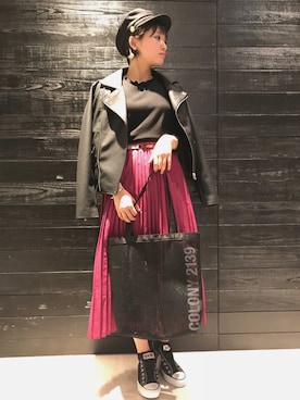 「甘辛mix」｜「アイテム（スリッポン）」を使った、𝕊𝔸さん（レディース・157cm）の春コーディネート