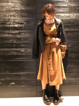 「COLONY 2139（コロニートゥーワンスリーナイン）のアイテム（ライダースジャケット）」を使った、𝕊𝔸さん（レディース・157cm）の秋コーディネート