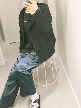 「JEANASIS（ジーナシス）のシンプルロゴBIGLS/773763（Tシャツ/カットソー）」を使った、youmamさん（レディース・164cm）の冬コーディネート