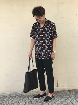 「黒パンツ」｜n.n.k.さん（メンズ・169cm）の夏コーディネート