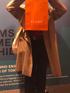 「古着屋のアイテム（ニット/セーター、オレンジ系）」を使った、🐸さん（メンズ・167cm）の春コーディネート