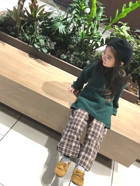 「アイテム（モカシン/デッキシューズ）」を使った、anjuさん（キッズ・100cm）の冬コーディネート