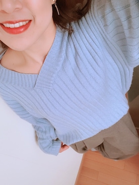 「アイテム（メッセンジャーバッグ、ブルー系）」を使った、N.さん（レディース・169cm）の冬コーディネート