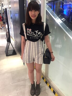 「dazzlin（ダズリン）のアイテム（オールインワン・サロペット）」を使った、るりさん（レディース・157cm）の夏コーディネート
