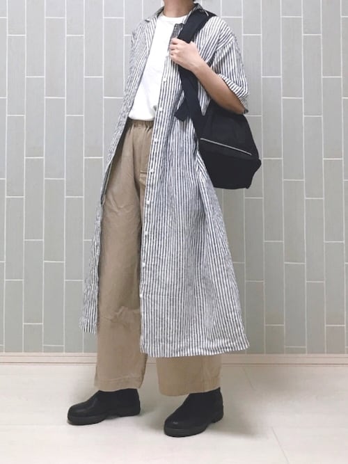 Haru𓆸 無印良品のシャツワンピースを使ったコーディネート Wear