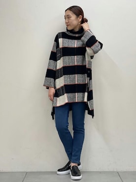 「チュニック」｜「アイテム（スリッポン）」を使った、ErisaTatsuyamaさん（レディース・164cm）の秋コーディネート