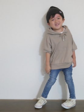 「Right-on（ライトオン）のアイテム（ニットキャップ/ビーニー）」を使った、souta✭さん（キッズ・100cm）の春コーディネート