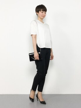 「BLISS POINT（ブリスポイント）のアイテム（パンツ）」を使った、三由佳奈さん（レディース・160cm）の夏コーディネート