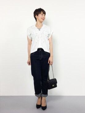 「antic rag（アンティックラグ）のアイテム」を使った、三由佳奈さん（レディース・160cm）の夏コーディネート