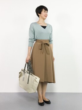 「REAL CUBE（リアルキューブ）のアイテム（バッグ）」を使った、三由佳奈さん（レディース・160cm）の夏コーディネート