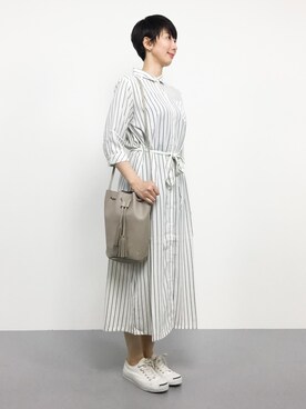 「ナチュラルスタイル」｜「アイテム（シャツワンピース）」を使った、三由佳奈さん（レディース・160cm）の夏コーディネート