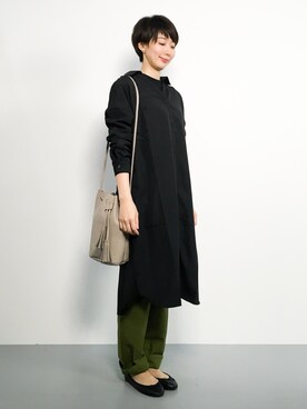 「ナチュラルスタイル」｜「アイテム（シャツワンピース）」を使った、三由佳奈さん（レディース・160cm）の秋コーディネート