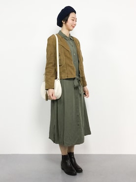 「N.（N. Natural Beauty Basic）（エヌエヌナチュラルビューティーベーシック）のアイテム（シャツワンピース）」を使った、三由佳奈さん（レディース・160cm）の秋コーディネート