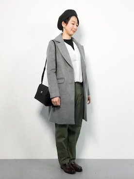 「ナチュラルスタイル」｜「アイテム（チェスターコート）」を使った、三由佳奈さん（レディース・160cm）の秋コーディネート