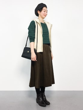 「茶色スカート」｜三由佳奈さん（レディース・160cm）の秋コーディネート