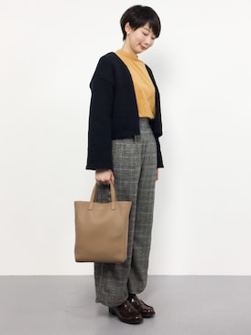 「マスタードイエロー」｜三由佳奈さん（レディース・160cm）の秋コーディネート