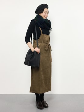 「茶色」｜「アイテム（サロペット/オーバーオール）」を使った、三由佳奈さん（レディース・160cm）の秋コーディネート