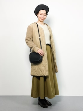「アキコーデ」｜「アイテム（ノーカラージャケット）」を使った、三由佳奈さん（レディース・160cm）の秋コーディネート